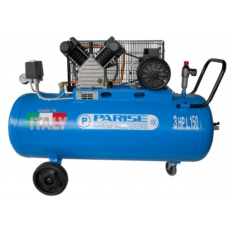 Compressore a cinghia bicilindrico 100 litri 3 hp 8 bar MOD. P 150 CmH