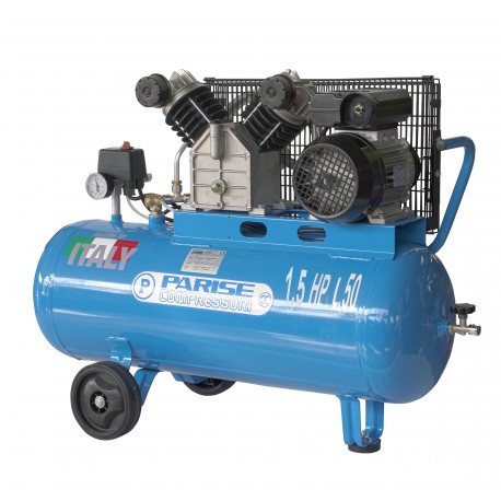 Compressore portatile a cinghia bicilindrico 50 litri 1,5 hp 8 bar MOD. P 50 Cm